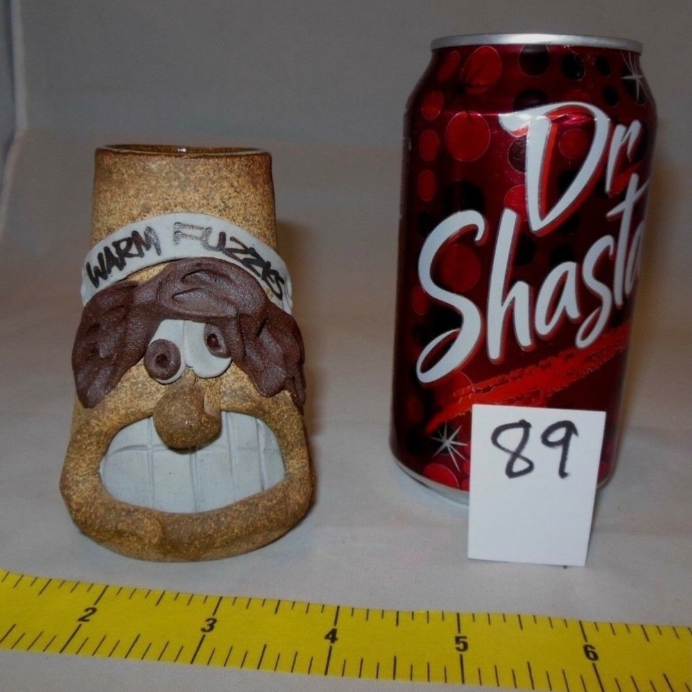 VINTAGE RARE STONEWARE POTTERY CLAY FUNNY FACE TALL MUG STEIN SHOT GLASS